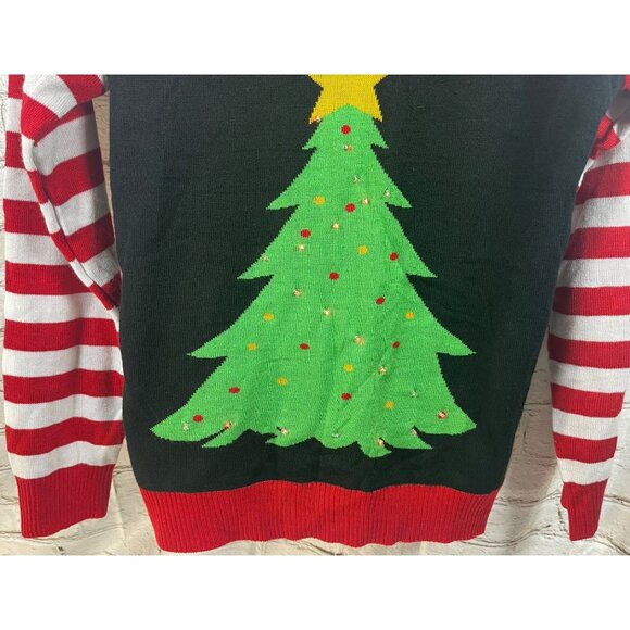 Tipsy Elves "Get Lit" Ugly Christmas Sweater Sz S Tree Lights Actually Up - Picture 4 of 7